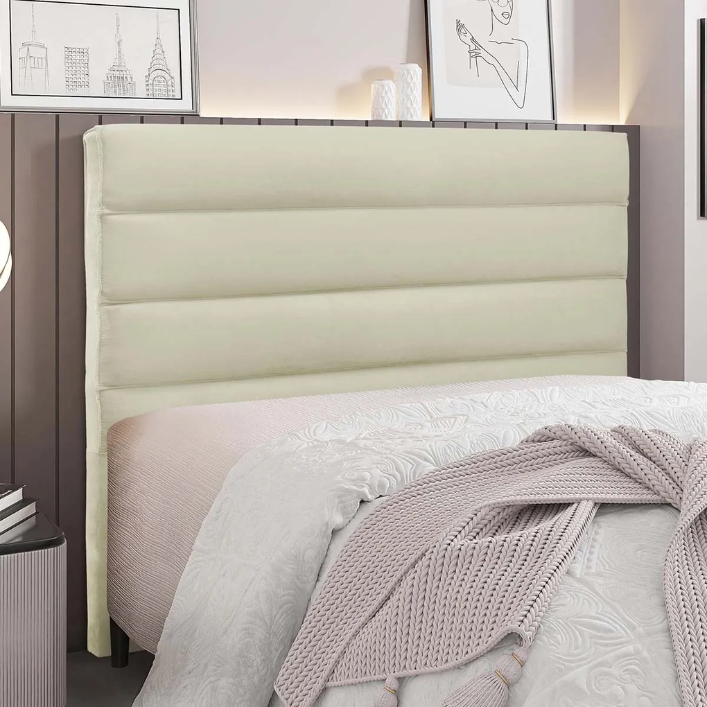 Cabeceira Estofada Nubia 195cm King Size Veludo - ADJ Decor