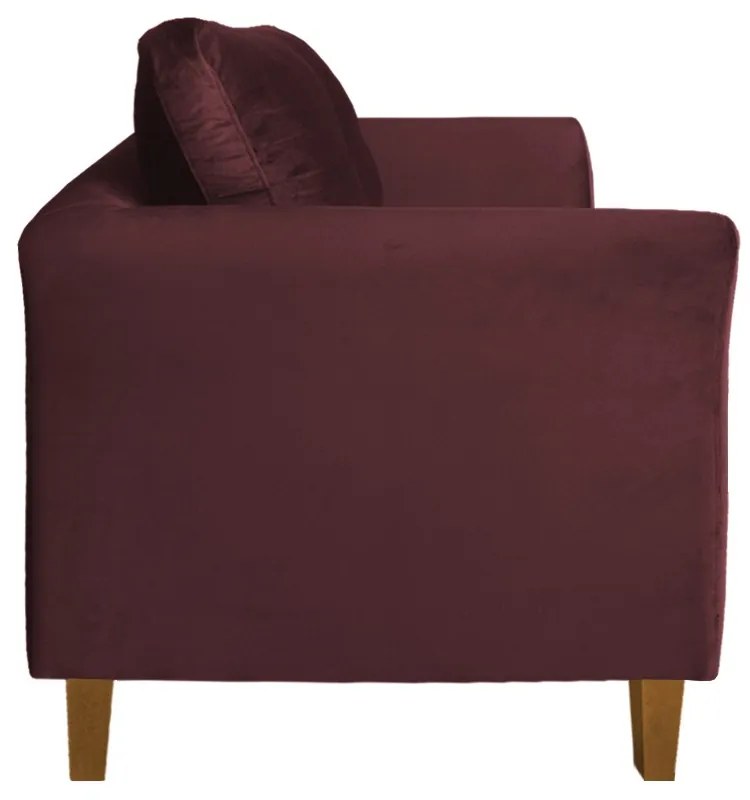 Kit Sofá Namoradeira + 2 Poltronas Ibis Decorativa Suede Bordô