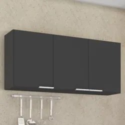 Armário de Cozinha Aéreo 120cm Pérola Z34 Preto             - Mpozenat