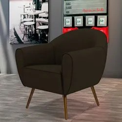Poltrona Decorativa Nina Corano C-34 com Pés Palito Castanho - Domi