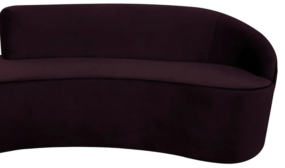 Sofá 3 Lugares Eros D07 Curvo 210cm Braço Direito Veludo Roxo - D'Rossi