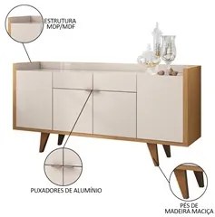 Cristaleira Adega Órfeo e Buffet Sinfonia H01 Off White/Cinamomo - Mpo