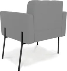 Poltrona Para Sala Pé Metal Preto Kit 2 Ana Linho Grafite - Ibiza