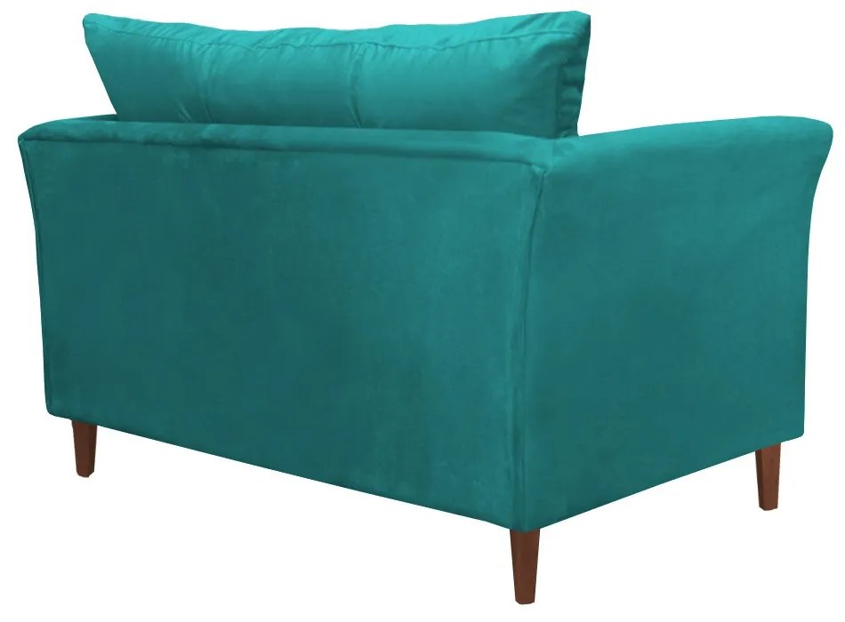 Namoradeira Ibis Decorativa 2 Lugares 1,35 m Recepção Quarto Sala Suede Azul Tiffany