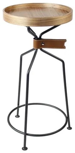 Mesa Apoio Tag Baixa Tampo Nogueira com Base Preta 27 cm (LARG) - 55128 Sun House