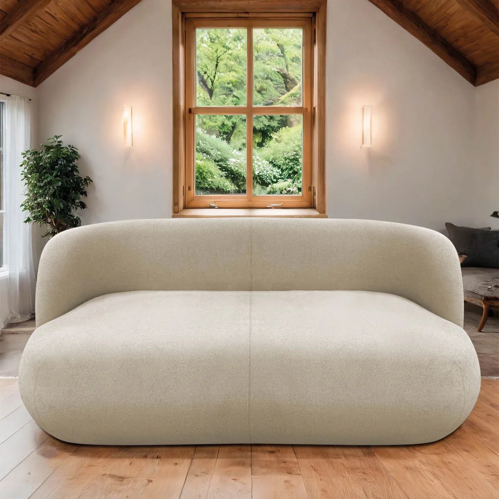Sofá Nimbus 200cm Orgânico Luxo Sala Recepção 3 Lugares Bouclé
