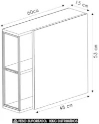 Armário de Banheiro Espelheira com 1 Porta Click Branco Z54 - Mpozenat