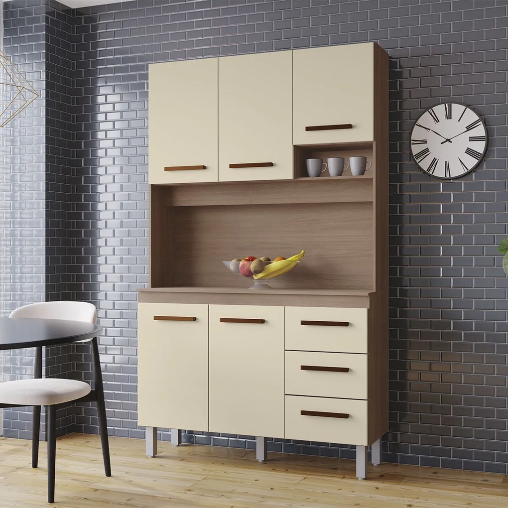 Kit Zínia 5 Portas 3 Gavetas Cozinha MB1 120cm