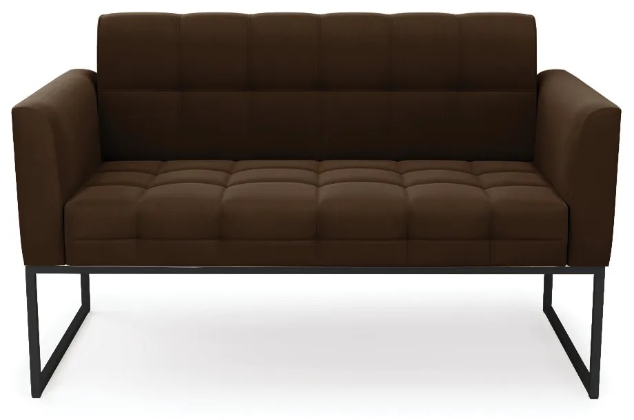 Sofá Namoradeira Elisa Suede Base Metálica Industrial Preto - D'Rossi - Marrom