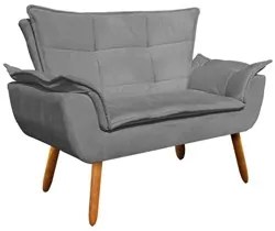 Kit Namoradeira 2 Lugares e 1 Poltrona Decorativa Giratória Madeira Op