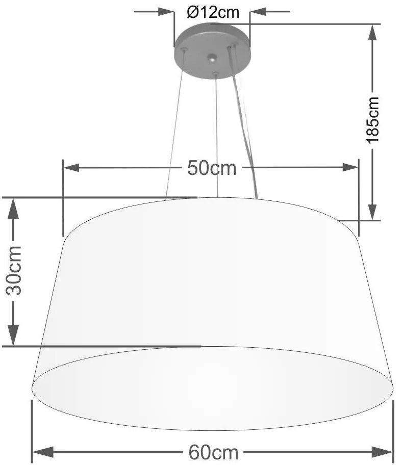 Lustre Pendente Cone Md-4063 Cúpula em Tecido 30/60x50cm Rustico Cinza - Bivolt