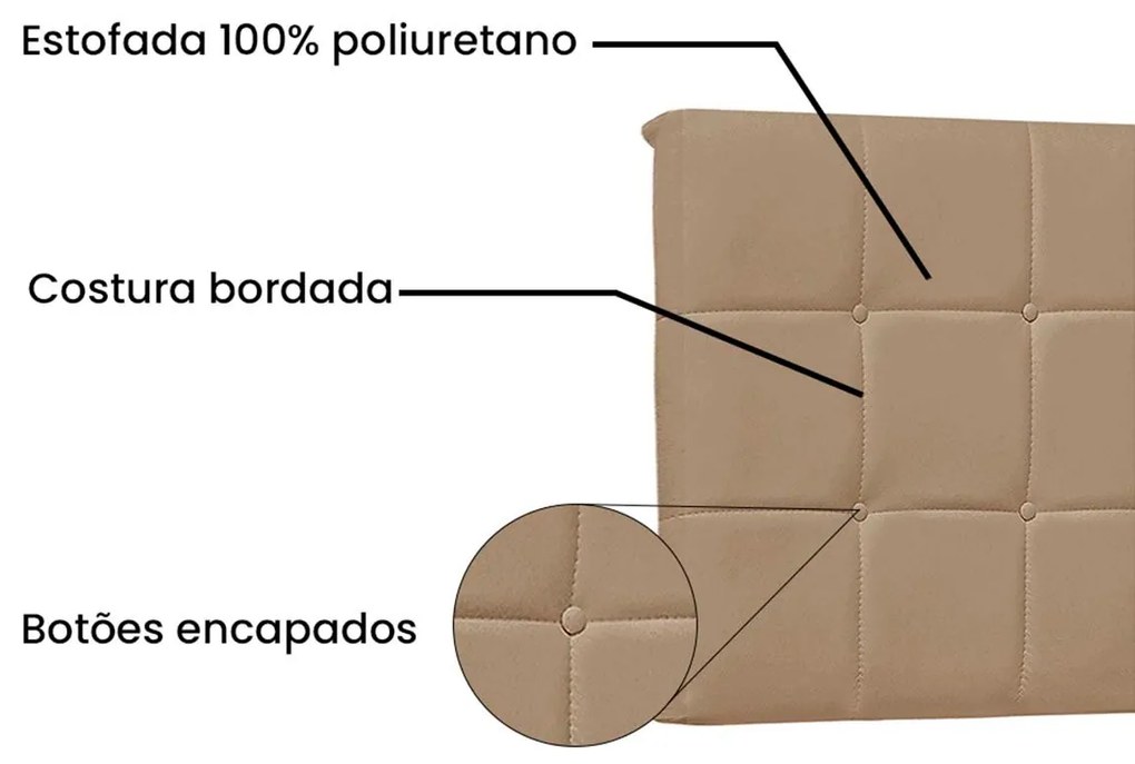 Painel Cama Solteiro Pôlonia SPZ 90cm Suede