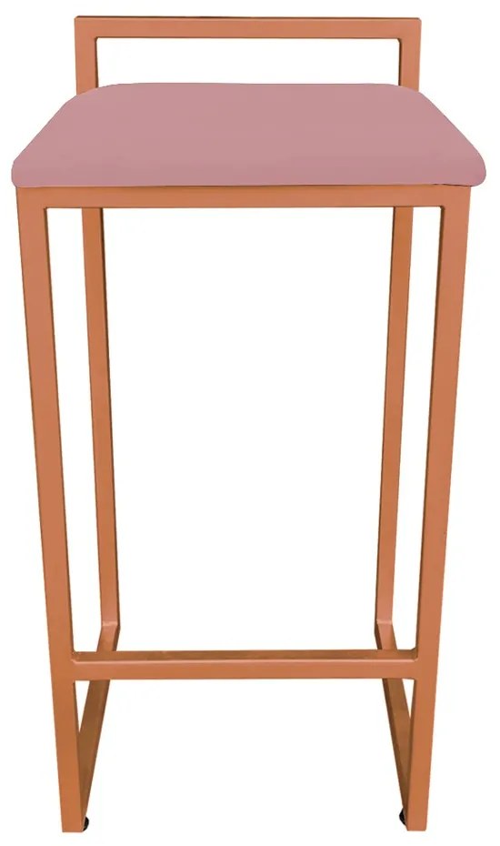 Banqueta Alta Industrial Pietra Suede Rose Base Cobre D'Rossi