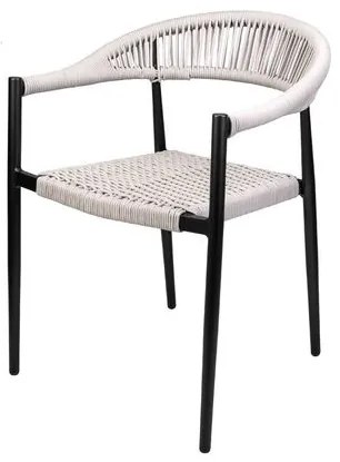 Cadeira Trancoso Alumínio Preto Assento Corda Náutica Amêndoa - 72039 Sun House