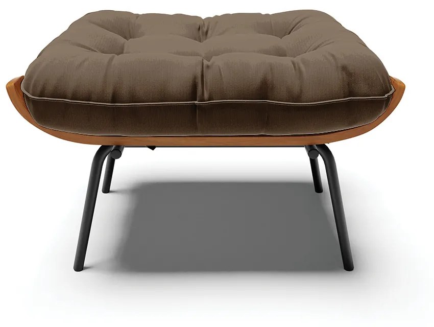 Puff Costela Suede Base Metálica Preto - D'Rossi - Marrom