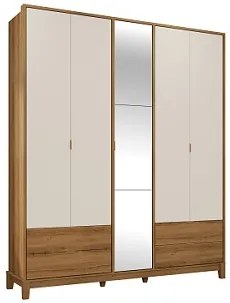 Roupeiro Grafeno Com Espelho Nature/Off White - J&A Móveis