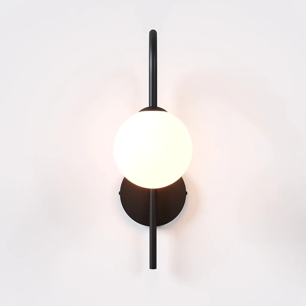 Arandela Umbrella Haste Curva 12X24X41Cm Aluminio E Globo Ø12Cm Rosca... (PRETO)