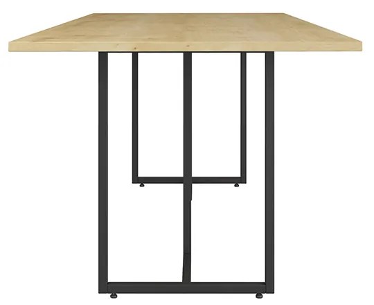 Kit 04 Cadeiras Eiffel Nude e 01 Mesa de Jantar 04 Lugares Jade 90 cm Natural Base Metálica Industrial Preto - D'Rossi