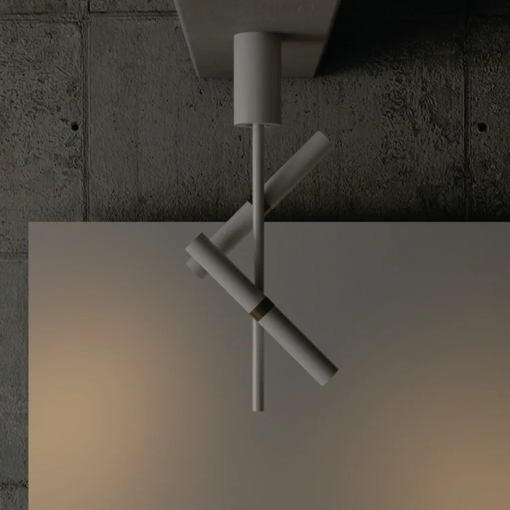 Plafon Igual Haste Ø24X60Cm 4Xmr11 Por Waldir Junior - Usina 51101/4 (BT - Branco Texturizado)