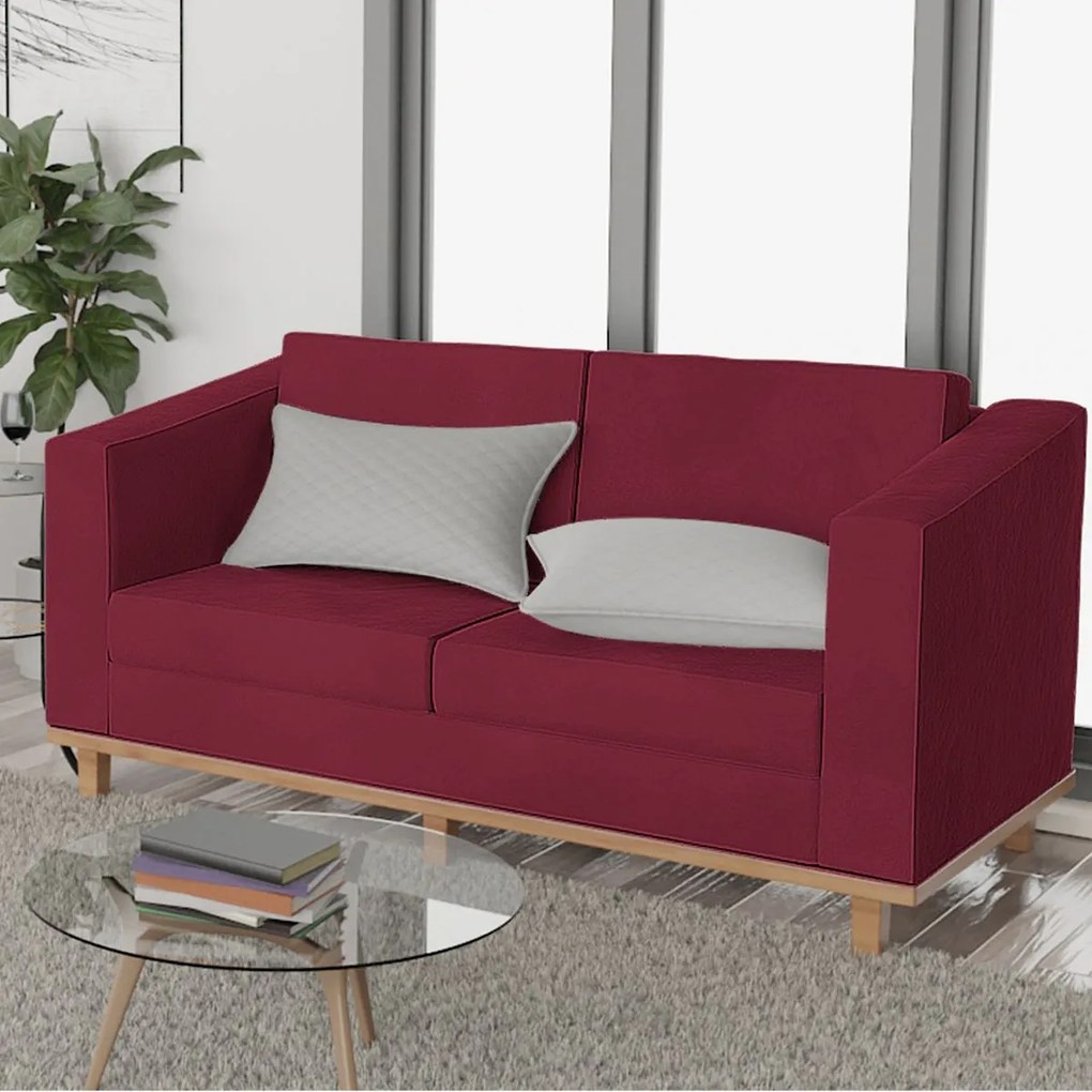 Sofá 2 Lugares Europa Suede Bordô ADJ Decor