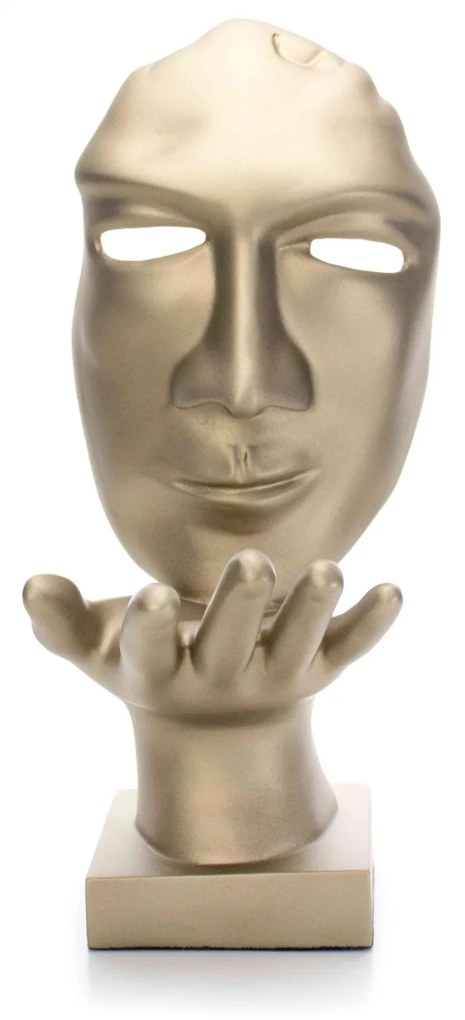 Máscara Decorativa Sopro Em Cerâmica Ouro Velho Fosco 35x16x20 Cm - D'Rossi