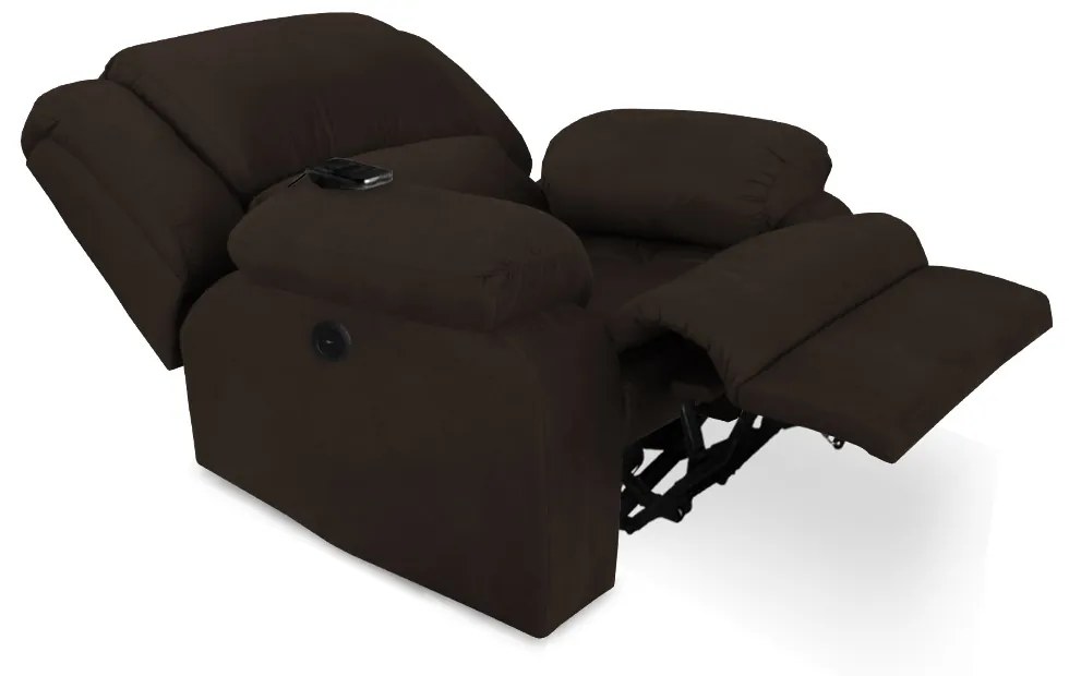 Poltrona Decorativa Magnum Reclinável Elétrica com Massagem Suede Marrom