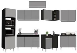 Armário de Cozinha Modulada de Canto 8 Peças CP03 Balcão com Pia Inox