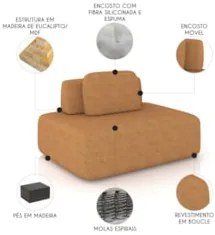 Sofá Modular 140cm Living Sala de Estar Moby Boucle Telha Z08 - Mpozen