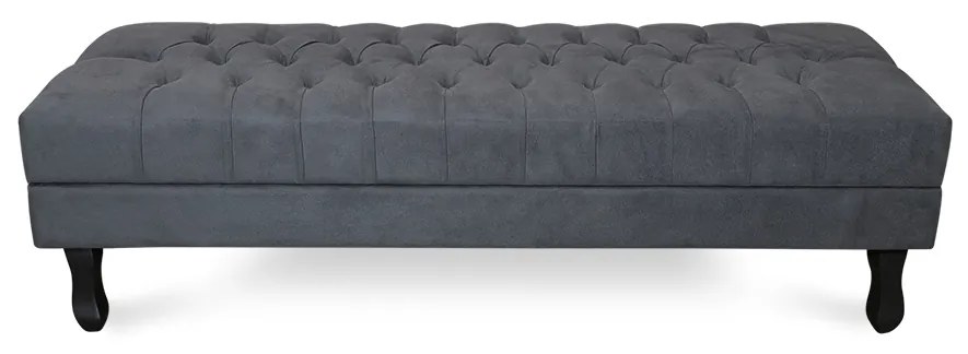 Puff Baú Decorativo Capitonê Luis XV 90x40cm Suede Cinza - Sheep Estofados - Cinza