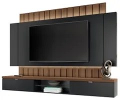 Painel TV 70 Pol 219cm Bancada Suspensa Illuna H01 Preto/Castanho - Mp