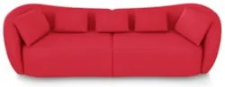 Sofá 3 Lugares 272cm Orgânico Pé Madeira Yume Veludo Vermelho Z55 - Mp