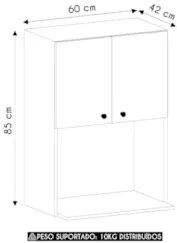 Armário de Cozinha 60cm Com Nicho Micro-ondas Mirella Freijó L01 - Mpo