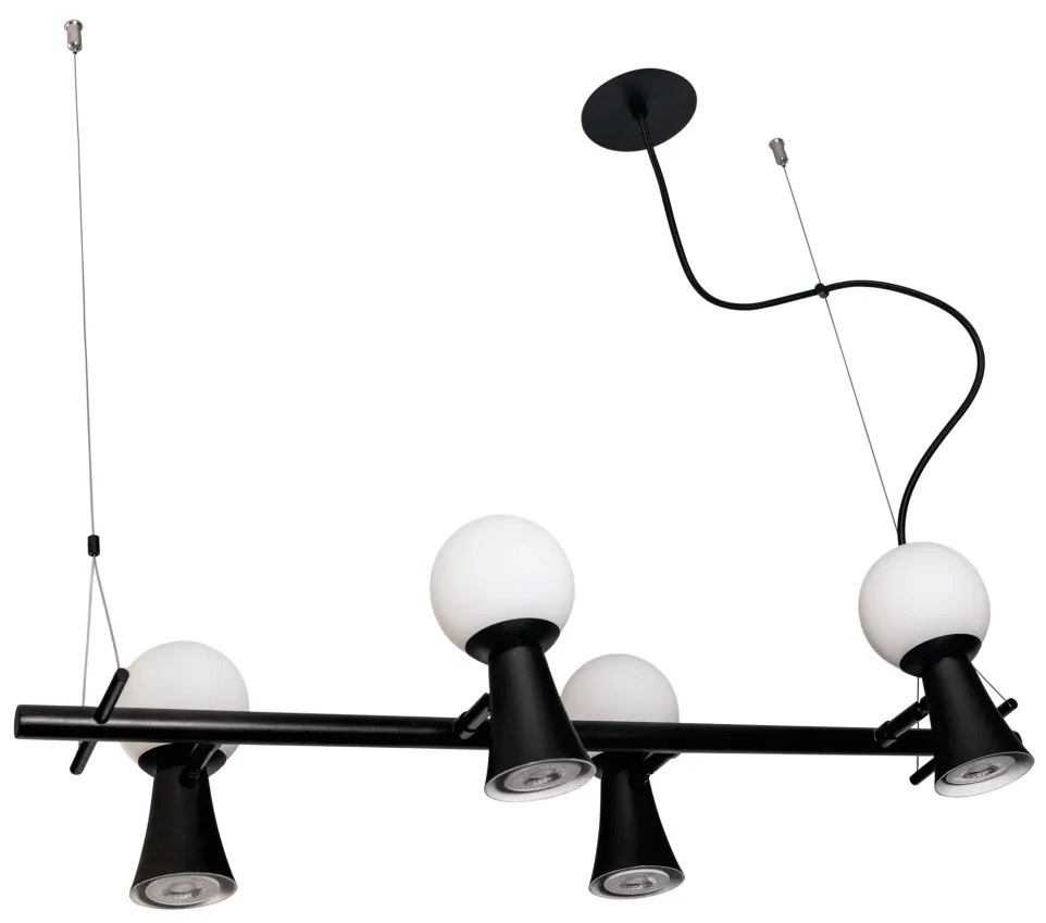 Pendente Dirham 78X32,4X18,6Cm 4Xg9 + 4Xmr16 Alumínio E Globo Ø10Cm |... (CP-M - Champagne Metálico, AMBAR)