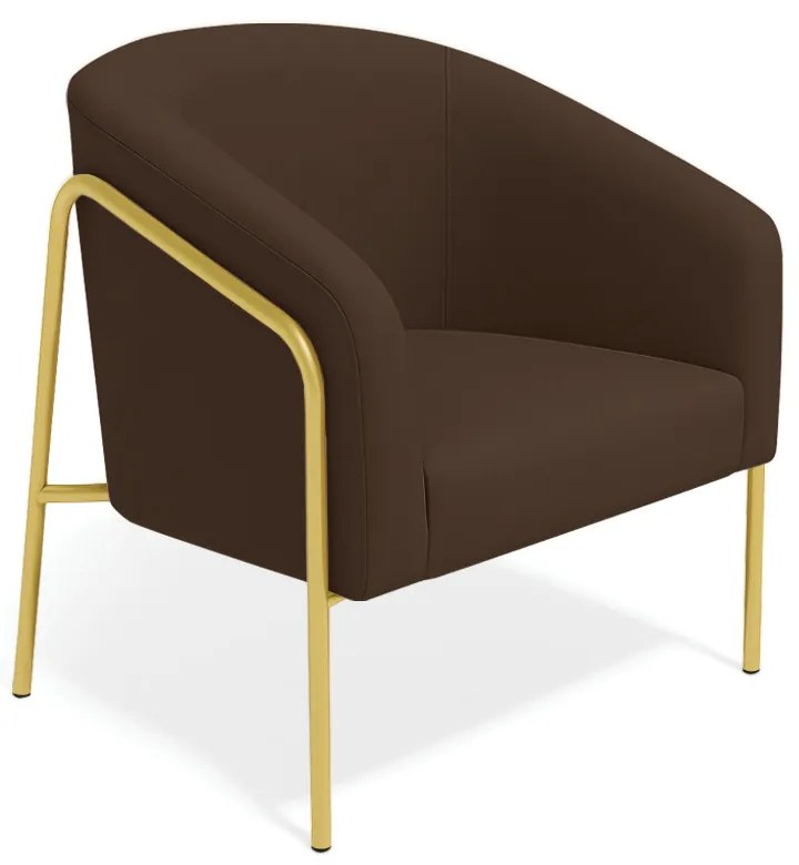 Poltrona Sala Industrial Alta Dourado Stella Suede D03 - D'Rossi - Marrom
