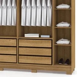 Guarda Roupa Casal 6 Portas 6 Gavetas 223cm Luko V02 Nature/Brisa - Mp