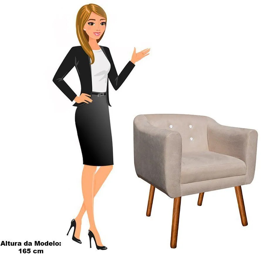 POLTRONA JULIA SUEDE BEGE COM STRASS PES