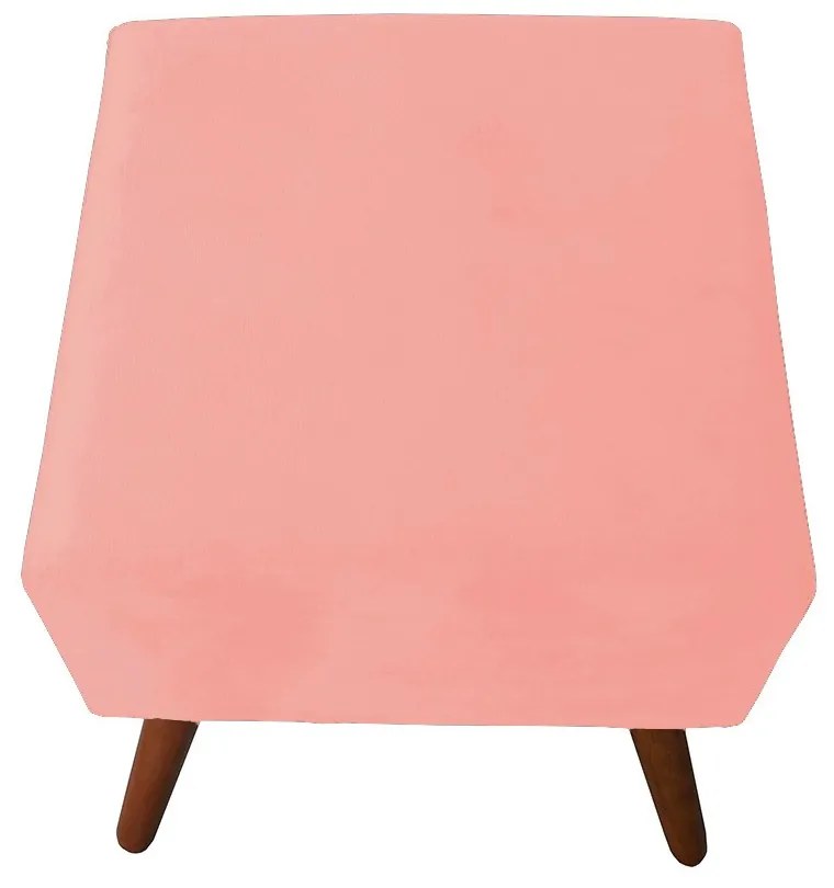Puff Decorativo Quadrado Malu com Pés Palito Suede Rosê
