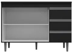 Balcão Gabinete Para Pia 120cm com Tampo 2 Portas Andréia Preto - AJL
