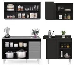 Armário de Cozinha Modulado de Canto Esquerdo 4 Peças CP48 com Pia Ino