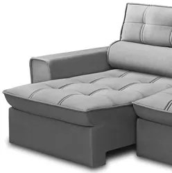 Sofá Retrátil Reclinável 3 Lugares 180cm Blanches F05 Veludo Prata - M
