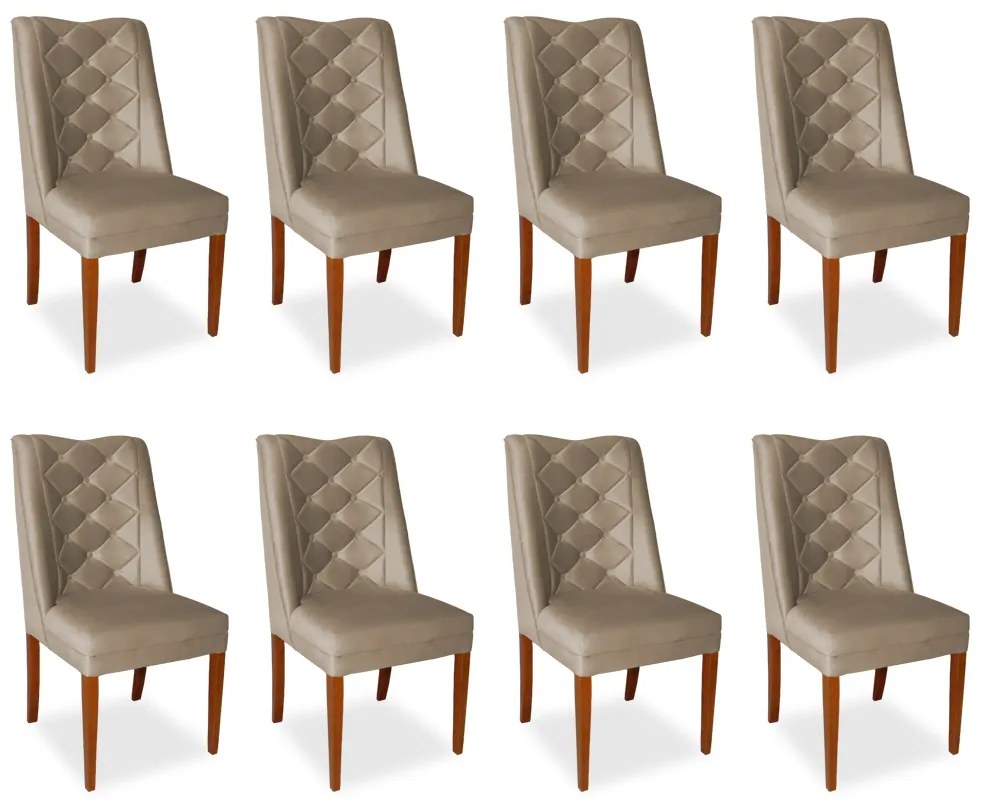 Kit 8 Cadeiras de Jantar Micheli Suede Bege