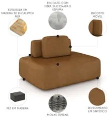 Sofá Modular 140cm Living Sala de Estar Moby Sintético Caramelo Z08 -