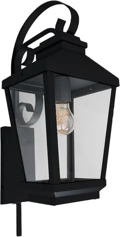 Arandela Vidro Alumínio Preto Smoking Ip62 Gold