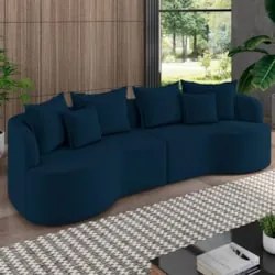 Sofá 3 Lugares 230cm Orgânico Quito Z08 Veludo Azul Marinho - Mpozenat
