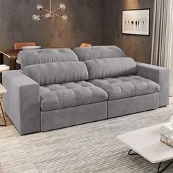 Sofá Retrátil e Reclinável 3 Lugares 200cm Viena A12 Suede Cinza - Mpo