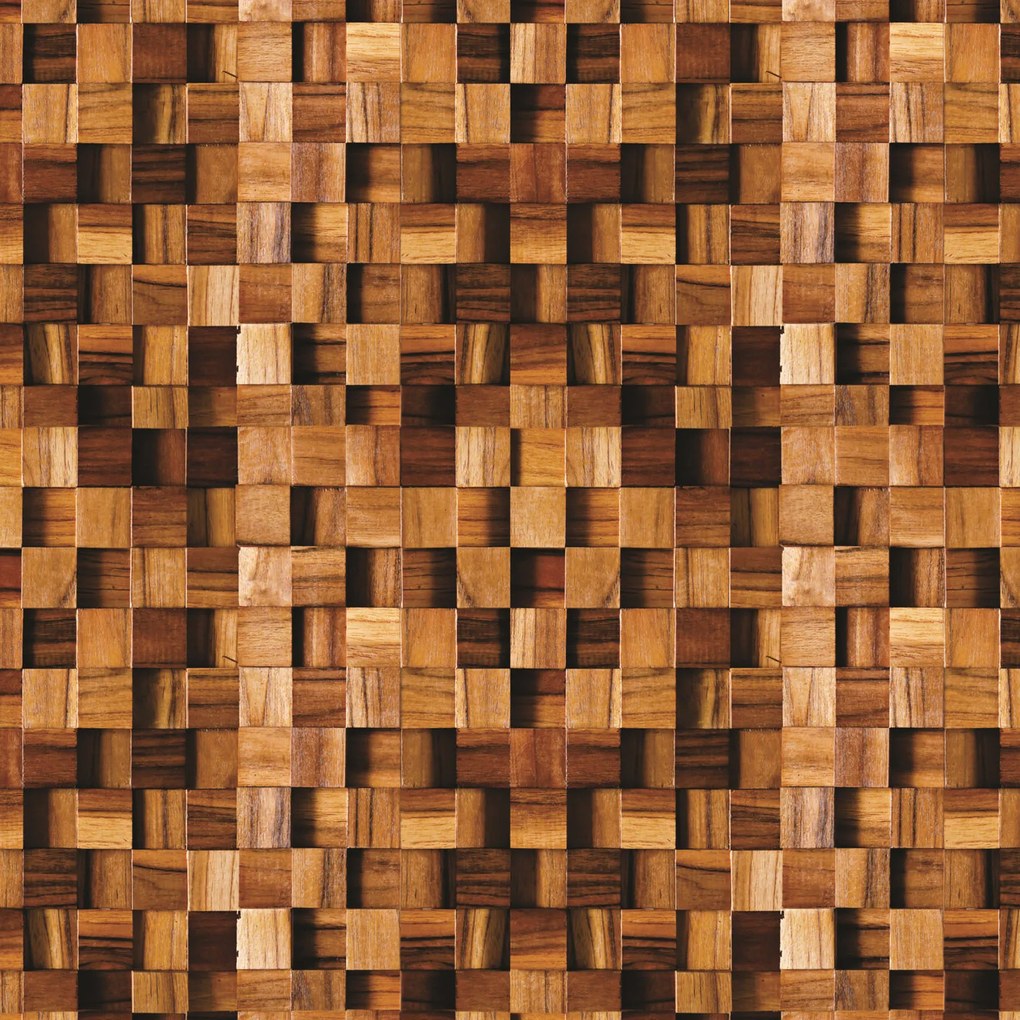 Papel de parede adesivo madeira cubos 3d