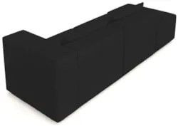 Sofá 4 Lugares 283cm Com Puff Esquerdo Fay Veludo Preto Z55 - Mpozenat