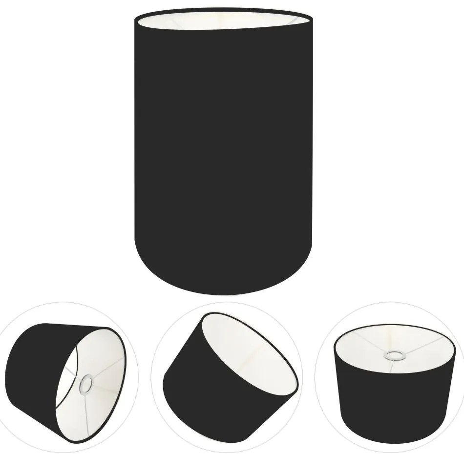 Cúpula Abajur Cilíndrica Cp-7004 Ø15x25cm Preto