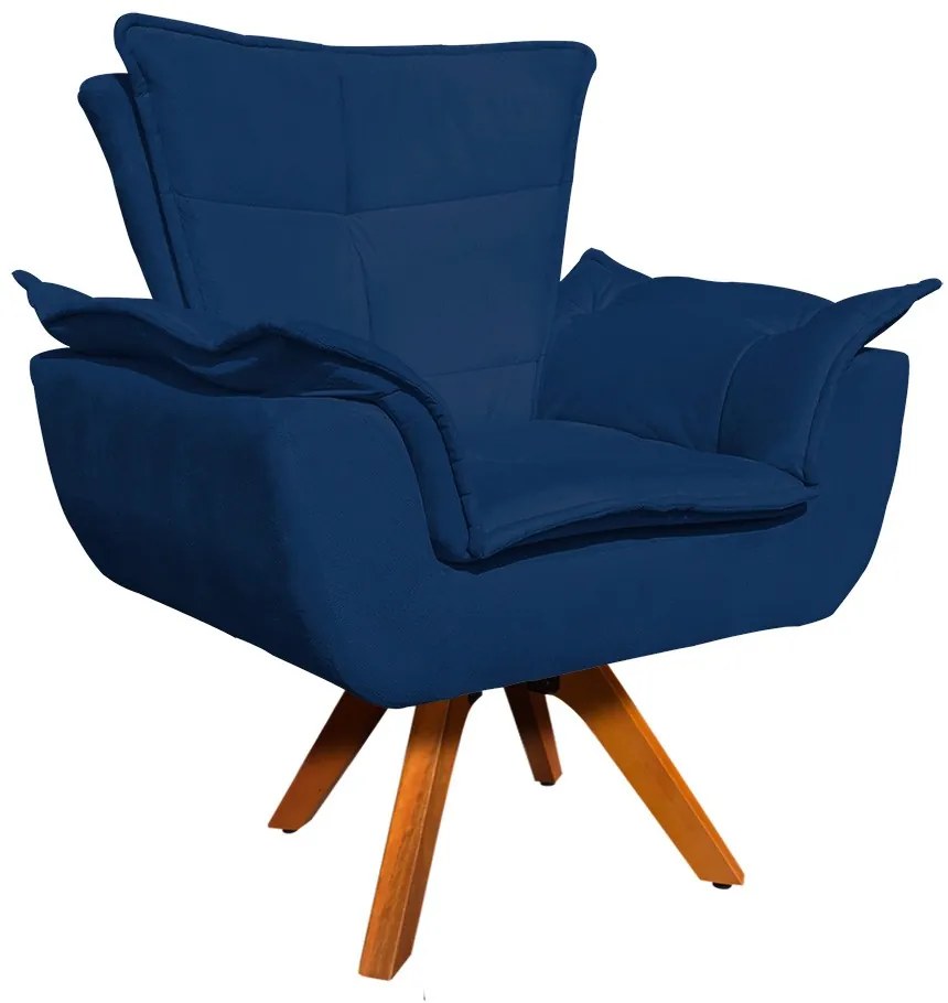 Poltrona Sala de Estar Giratória MM30 Kit 2 Opalla Suede D03 - D'Rossi - Azul Marinho
