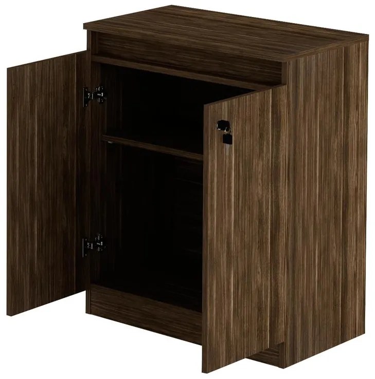 Balcão Com Chave Escritório Home Office 2 Portas Nogal